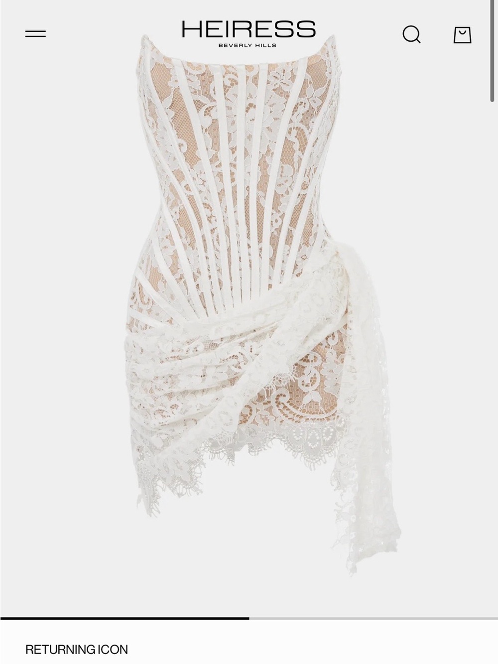 Heiress Beverly Hills- the lace corset mini dress white NWT